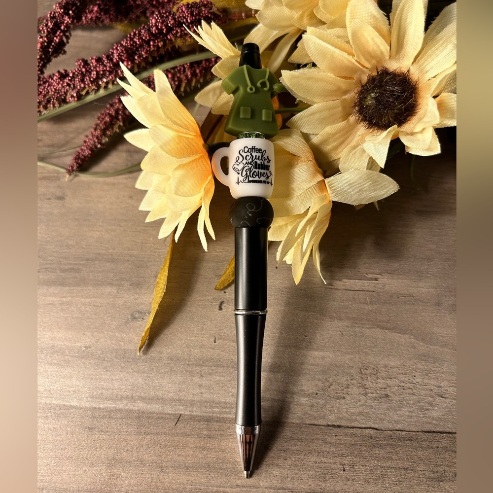 Nurse Coffee Beaded Pen